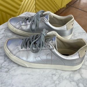 Veja Women Silver Metallic Sneakers 6 37